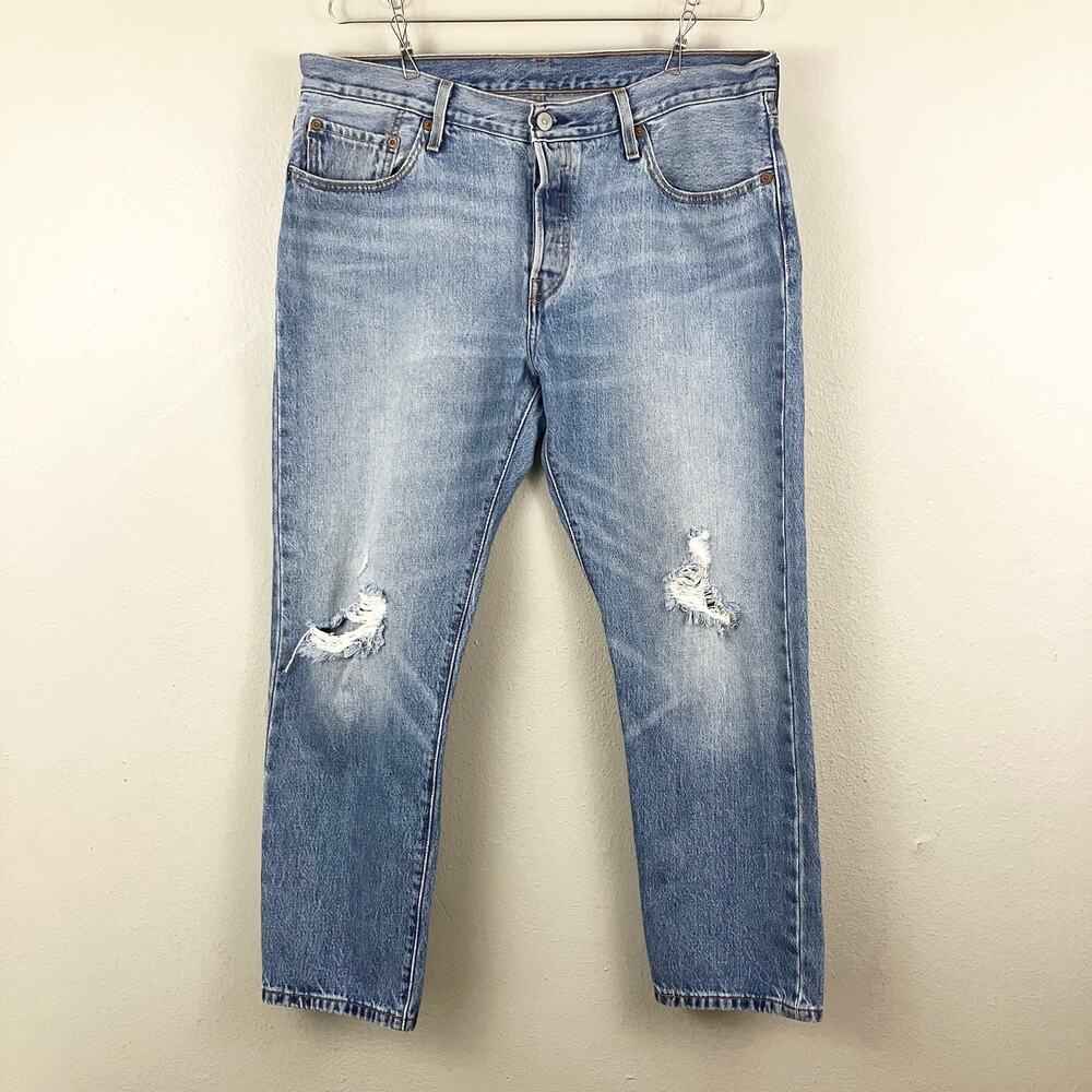 Levis 501 CT Jeans Womens 32 Tall Custom Taper Button Fly Boyfriend Distressed